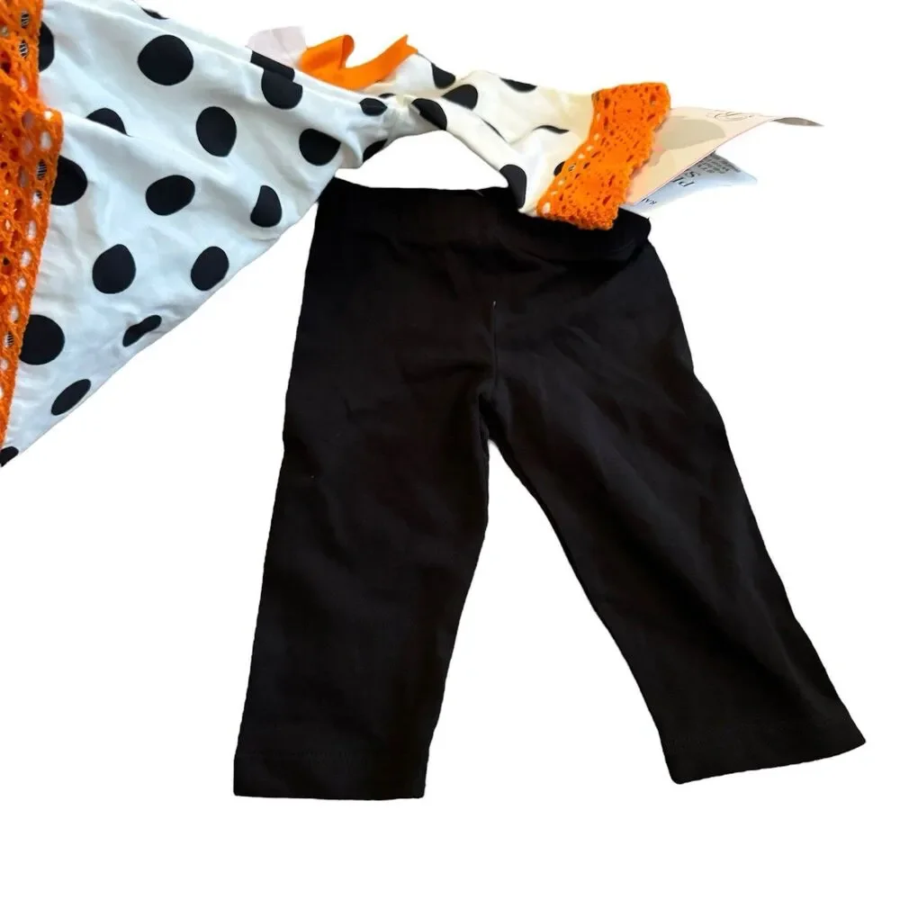 NWT Girls 6 Months Rare Editions Black Orange Halloween Theme Outfit pumpkin Cat